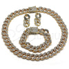 Collar, Pulsera y Dije 06.372.0046 Oro Laminado, con Blanca Cristal, Pulido, Tono Dorado