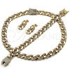Collar, Pulsera y Dije 06.372.0047 Oro Laminado, con Blanca Cristal, Pulido, Tono Dorado