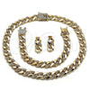Collar, Pulsera y Dije 06.372.0047 Oro Laminado, con Blanca Cristal, Pulido, Tono Dorado