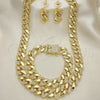Collar, Pulsera y Dije 06.372.0047 Oro Laminado, con Blanca Cristal, Pulido, Tono Dorado