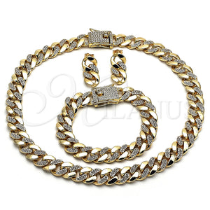 Collar, Pulsera y Dije 06.372.0047 Oro Laminado, con Blanca Cristal, Pulido, Tono Dorado