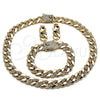 Collar, Pulsera y Dije 06.372.0047 Oro Laminado, con Blanca Cristal, Pulido, Tono Dorado