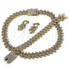 Collar, Pulsera y Dije 06.372.0048 Oro Laminado, con Cristal Blanca, Pulido, Tono Dorado