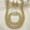 Collar, Pulsera y Dije 06.372.0048 Oro Laminado, con Cristal Blanca, Pulido, Tono Dorado