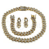 Collar, Pulsera y Dije 06.372.0049 Oro Laminado, con Blanca Cristal, Pulido, Tono Dorado