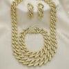 Collar, Pulsera y Dije 06.372.0049 Oro Laminado, con Blanca Cristal, Pulido, Tono Dorado