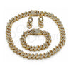 Collar, Pulsera y Dije 06.372.0049 Oro Laminado, con Cristal Blanca, Pulido, Tono Dorado