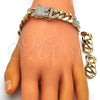 Collar, Pulsera y Dije 06.372.0050 Oro Laminado, Diseño de Puff Mariner, con Cristal Blanca, Pulido, Tono Dorado