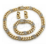 Collar, Pulsera y Dije 06.372.0050 Oro Laminado, Diseño de Puff Mariner, con Cristal Blanca, Pulido, Tono Dorado