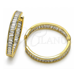 Argolla Huggie 02.341.0131.35 Oro Laminado, Diseño de Baguette, con Blanca Zirconia Cubica, Pulido, Tono Dorado