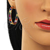Argolla Huggie 02.341.0131.1.35 Oro Laminado, Diseño de Baguette, con Multicolor Zirconia Cubica, Pulido, Tono Dorado