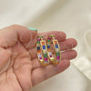 Argolla Huggie 02.341.0131.1.35 Oro Laminado, Diseño de Baguette, con Multicolor Zirconia Cubica, Pulido, Tono Dorado