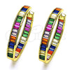 Argolla Huggie 02.341.0131.1.35 Oro Laminado, Diseño de Baguette, con Multicolor Zirconia Cubica, Pulido, Tono Dorado
