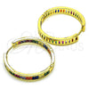 Argolla Huggie 02.341.0131.1.35 Oro Laminado, Diseño de Baguette, con Multicolor Zirconia Cubica, Pulido, Tono Dorado