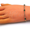 Pulsera Elegante 03.213.0161.07 Oro Laminado, con Verde Zirconia Cubica, Pulido, Tono Dorado (03 MM Thickness, 7 Inches Length)