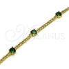 Pulsera Elegante 03.213.0161.07 Oro Laminado, con Verde Zirconia Cubica, Pulido, Tono Dorado (03 MM Thickness, 7 Inches Length)