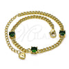 Pulsera Elegante 03.213.0161.07 Oro Laminado, con Verde Zirconia Cubica, Pulido, Tono Dorado (03 MM Thickness, 7 Inches Length)