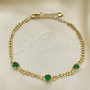 Pulsera Elegante 03.213.0161.07 Oro Laminado, con Verde Zirconia Cubica, Pulido, Tono Dorado (03 MM Thickness, 7 Inches Length)