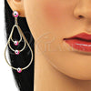 Arete Largo 02.213.0426.1 Oro Laminado, Diseño de Ojo Griego y Gota, Esmaltado Multicolor, Tono Dorado