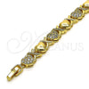 Pulsera Elegante 03.283.0259.07 Oro Laminado, Diseño de Besos y Abrazos y Corazón, con Micro Pave Blanca, Pulido, Tono Dorado (Grosor 08 MM, 7 Pulgadas de Largo)