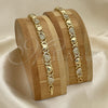 Pulsera Elegante 03.283.0259.07 Oro Laminado, Diseño de Besos y Abrazos y Corazón, con Micro Pave Blanca, Pulido, Tono Dorado (Grosor 08 MM, 7 Pulgadas de Largo)