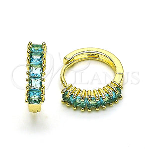 Argolla Huggie 02.210.0105.14.15 Oro Laminado, con Topacio Azul Zirconia Cubica, Pulido, Tono Dorado