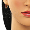 Argolla Huggie 02.210.0105.15.15 Oro Laminado, con Granate Zirconia Cubica, Pulido, Tono Dorado