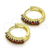 Argolla Huggie 02.210.0105.15.15 Oro Laminado, con Granate Zirconia Cubica, Pulido, Tono Dorado