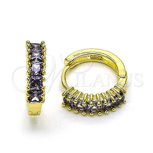 Argolla Huggie 02.210.0105.16.15 Oro Laminado, con Amatista Zirconia Cubica, Pulido, Tono Dorado