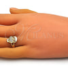 Anillo Multi Piedra 01.210.0078 Oro Laminado, Diseño de Búho, con Blanca Micro Pave and Granate Zirconia Cubica, Pulido, Tono Dorado (One size fits all)