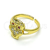 Anillo Multi Piedra 01.210.0078 Oro Laminado, Diseño de Búho, con Blanca Micro Pave and Granate Zirconia Cubica, Pulido, Tono Dorado (One size fits all)
