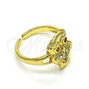 Anillo Multi Piedra 01.210.0078 Oro Laminado, Diseño de Búho, con Blanca Micro Pave and Granate Zirconia Cubica, Pulido, Tono Dorado (One size fits all)