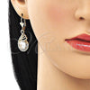 Juego de Arete y Dije de Adulto 10.351.0018 Oro Laminado, Diseño de Gota, con Blanca Cristal, Pulido, Tono Dorado