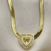 Gargantilla Elegante 04.341.0100.18 Oro Laminado, Diseño de Corazón y Cola de Raton, con Blanca Zirconia Cubica and Blanca Micro Pave, Pulido, Tono Dorado (05 MM Thickness, 18 Inches Length)