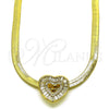 Gargantilla Elegante 04.341.0100.18 Oro Laminado, Diseño de Corazón y Cola de Raton, con Blanca Zirconia Cubica and Blanca Micro Pave, Pulido, Tono Dorado (05 MM Thickness, 18 Inches Length)