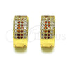 Argolla Huggie 02.195.0072.1.15 Oro Laminado, con Granate and Blanca Micro Pave, Pulido, Tono Dorado