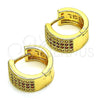Argolla Huggie 02.195.0072.1.15 Oro Laminado, con Granate and Blanca Micro Pave, Pulido, Tono Dorado
