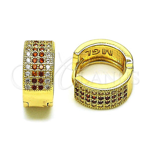 Argolla Huggie 02.195.0072.1.15 Oro Laminado, con Granate and Blanca Micro Pave, Pulido, Tono Dorado