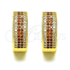 Argolla Huggie 02.195.0072.1.20 Oro Laminado, con Granate and Blanca Micro Pave, Pulido, Tono Dorado