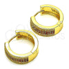 Argolla Huggie 02.195.0072.1.20 Oro Laminado, con Granate and Blanca Micro Pave, Pulido, Tono Dorado