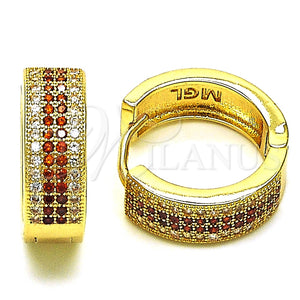 Argolla Huggie 02.195.0072.1.20 Oro Laminado, con Granate and Blanca Micro Pave, Pulido, Tono Dorado