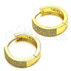 Argolla Huggie 02.195.0072.25 Oro Laminado, con Blanca Micro Pave, Pulido, Tono Dorado