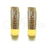 Argolla Huggie 02.195.0072.1.25 Oro Laminado, con Granate and Blanca Micro Pave, Pulido, Tono Dorado