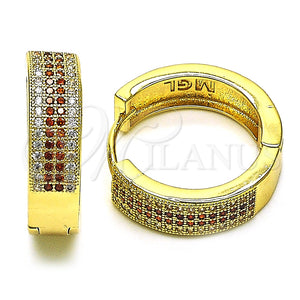 Argolla Huggie 02.195.0072.1.25 Oro Laminado, con Granate and Blanca Micro Pave, Pulido, Tono Dorado