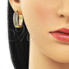 Argolla Huggie 02.195.0072.3.25 Oro Laminado, con Verde and Blanca Micro Pave, Pulido, Tono Dorado