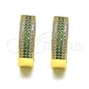 Argolla Huggie 02.195.0072.3.25 Oro Laminado, con Verde and Blanca Micro Pave, Pulido, Tono Dorado