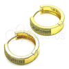 Argolla Huggie 02.195.0072.3.25 Oro Laminado, con Verde and Blanca Micro Pave, Pulido, Tono Dorado