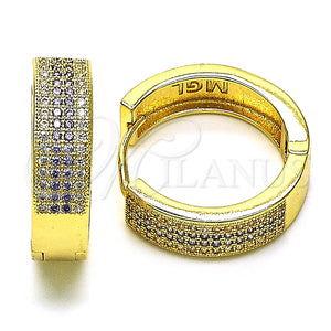 Argolla Huggie 02.195.0072.4.25 Oro Laminado, con Amatista and Blanca Micro Pave, Pulido, Tono Dorado