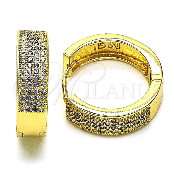 Argolla Huggie 02.195.0072.4.25 Oro Laminado, con Amatista and Blanca Micro Pave, Pulido, Tono Dorado