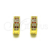 Argolla Huggie 02.195.0104.2.12 Oro Laminado, con Granate and Blanca Micro Pave, Pulido, Tono Dorado